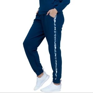 Nicole Miller Sport Jogger Dark Teal Scuba Stripe Size Large